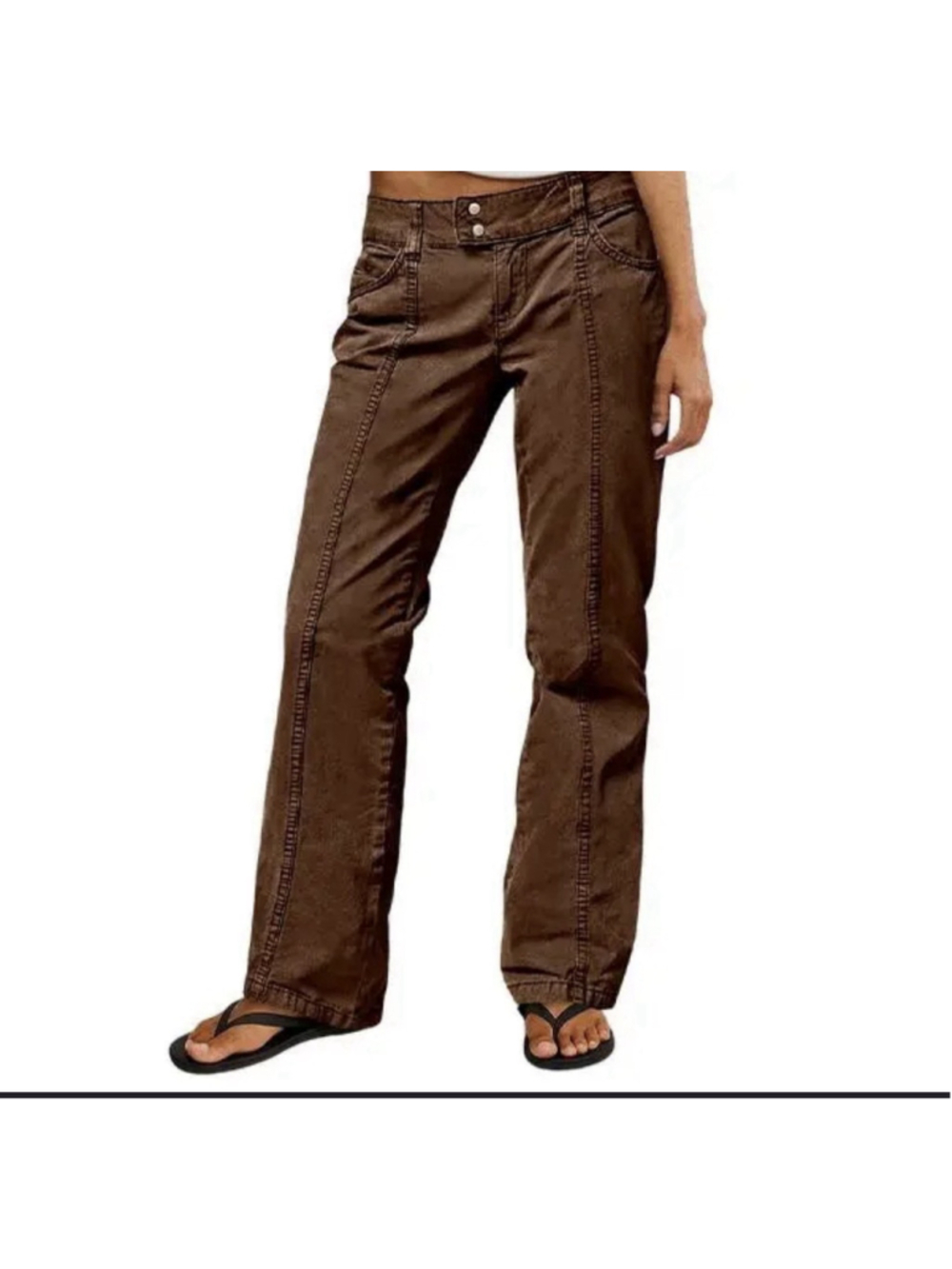 Flamingals Solid Seam Front Mid Rise Straight Leg Pants 4XL